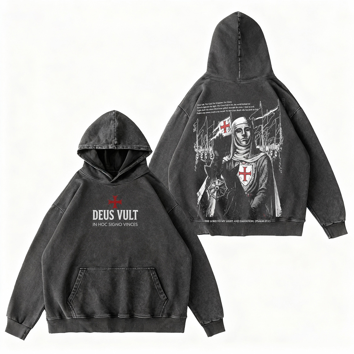 Deus Vult :Crusader Style - Knight Templar Faith Apparel Vintage washed T-shirt/Crewneck/Hoodie