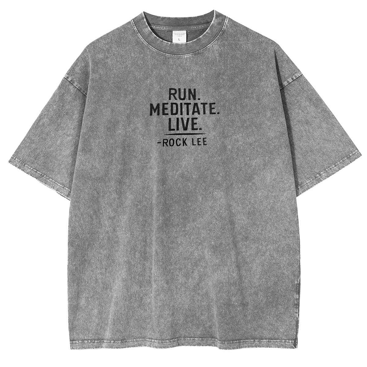 Rock Lee x Naruto Anime Double Printed Vintage Washed Tee