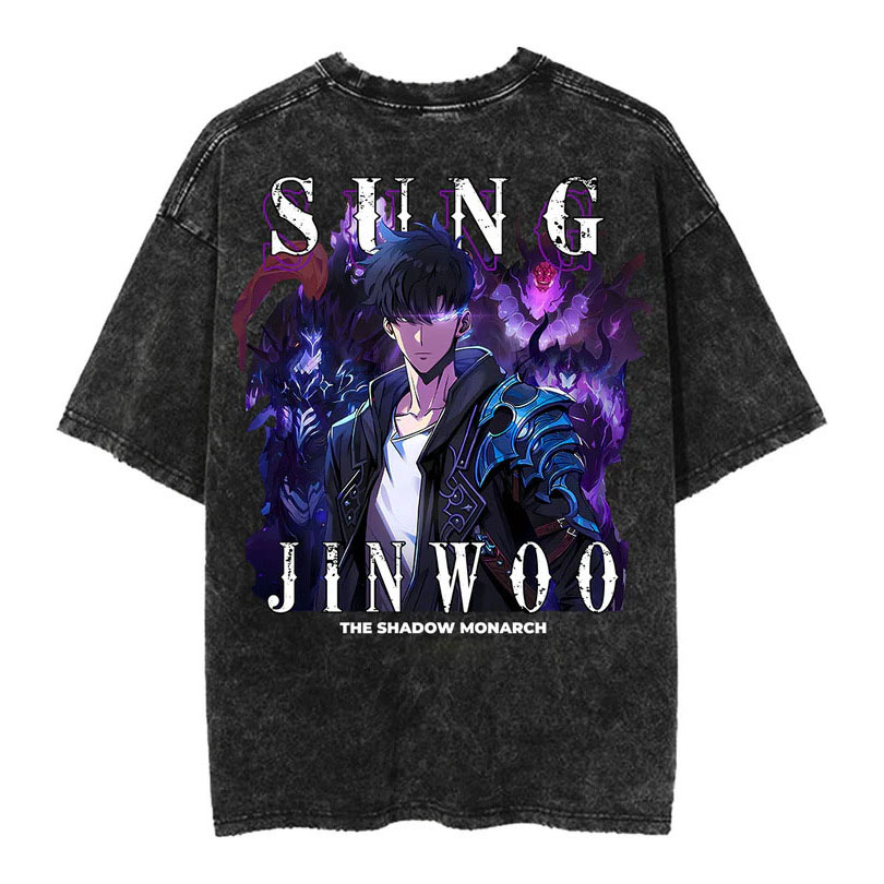 Sung Jin Woo The Shadow Monarch Printed Unisex Washed T-Shirt
