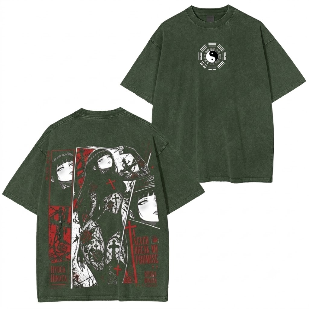 Naruto Hinata Hyuga Vintage Unisex  Washed T-Shirt