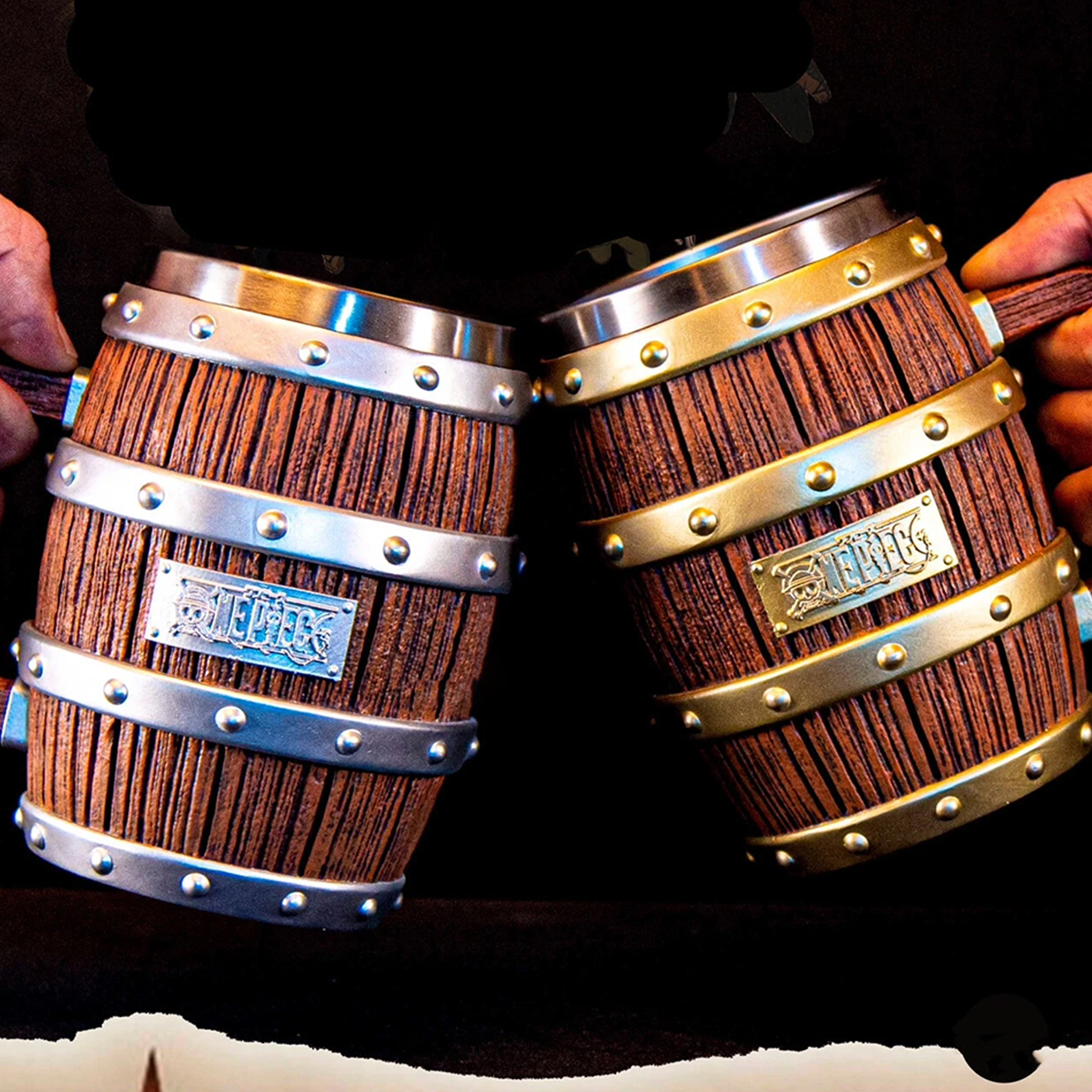 Anime Figure One Piece Wine Barrel Cup Ace Luffy Sabo Cheers Mug with Handle