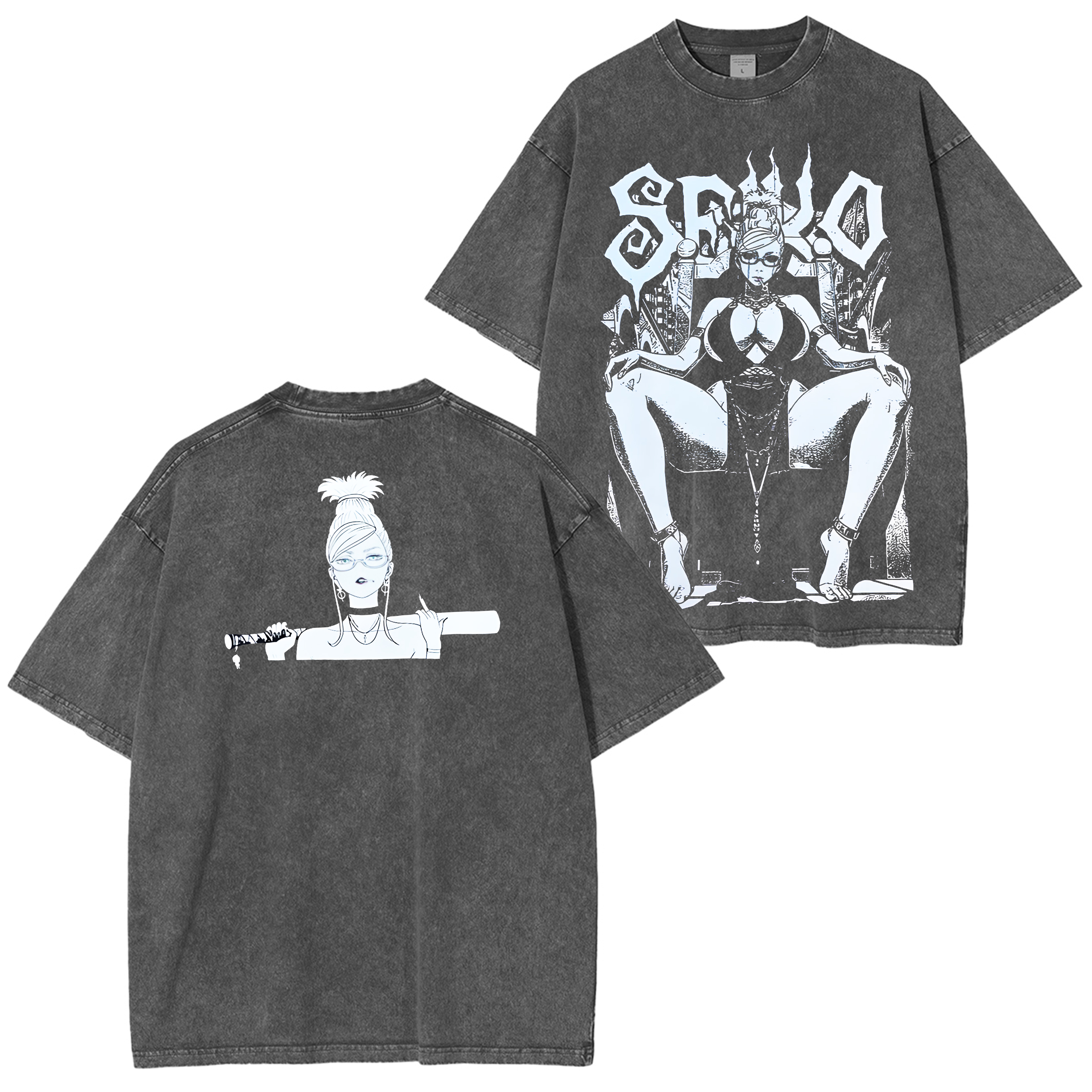 DanDaDan Double Printed Oversize Vintage Washed T-Shirt