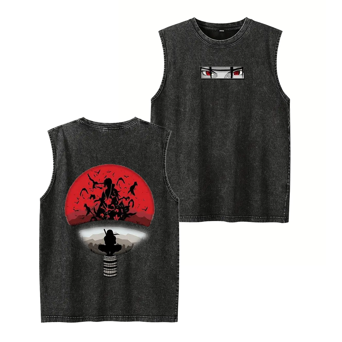 Naruto Anime Double Printed Washed Tank Top