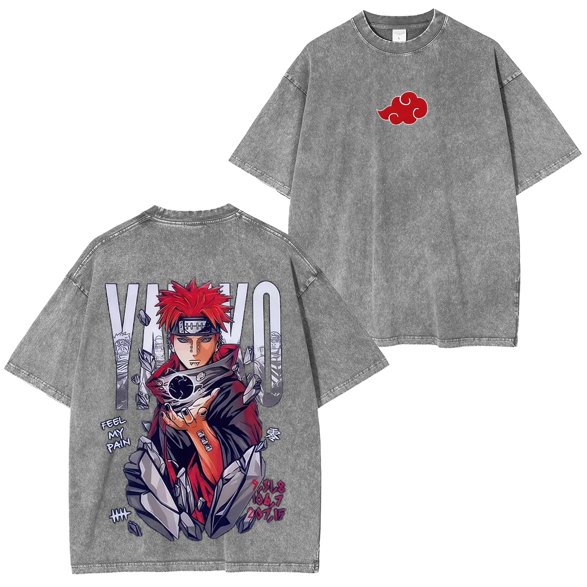 Naruto Feel My Pain Printed Unisex Washed T-