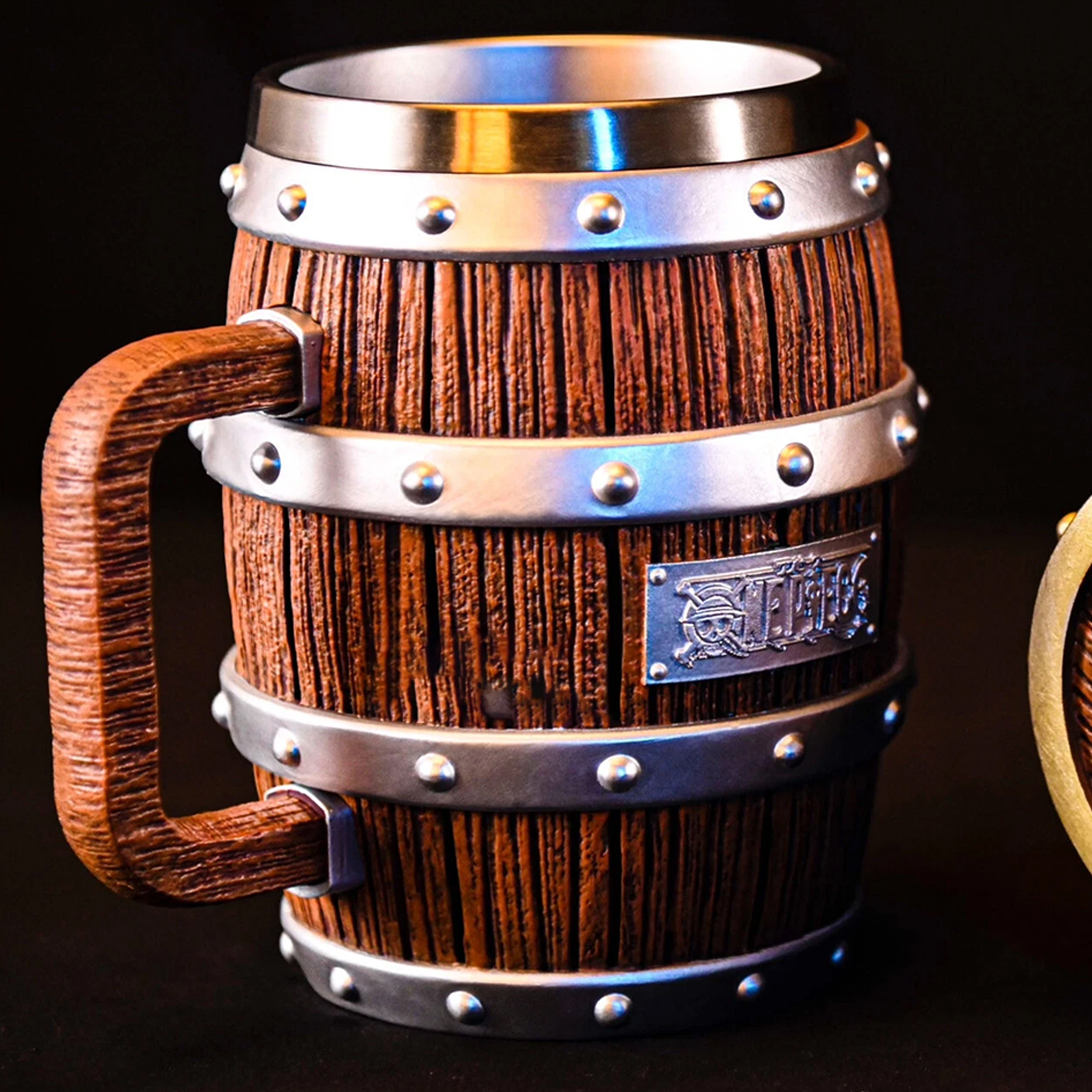 Anime Figure One Piece Wine Barrel Cup Ace Luffy Sabo Cheers Mug with Handle