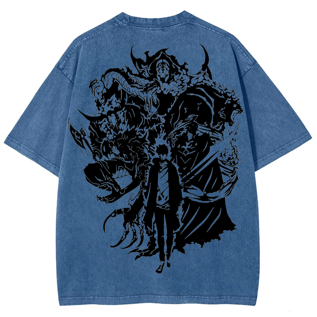 Retro Limited Sung Jin Woo Solo Leveling anime Washed Cotton T-shirt