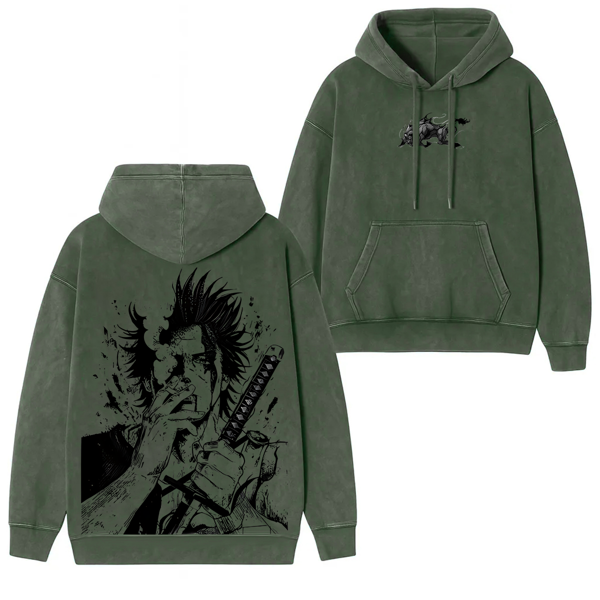 Yami Sukehiro x Black Bulls Black Clover Anime Double Printed Vintage Unisex Hooded Sweatshirt
