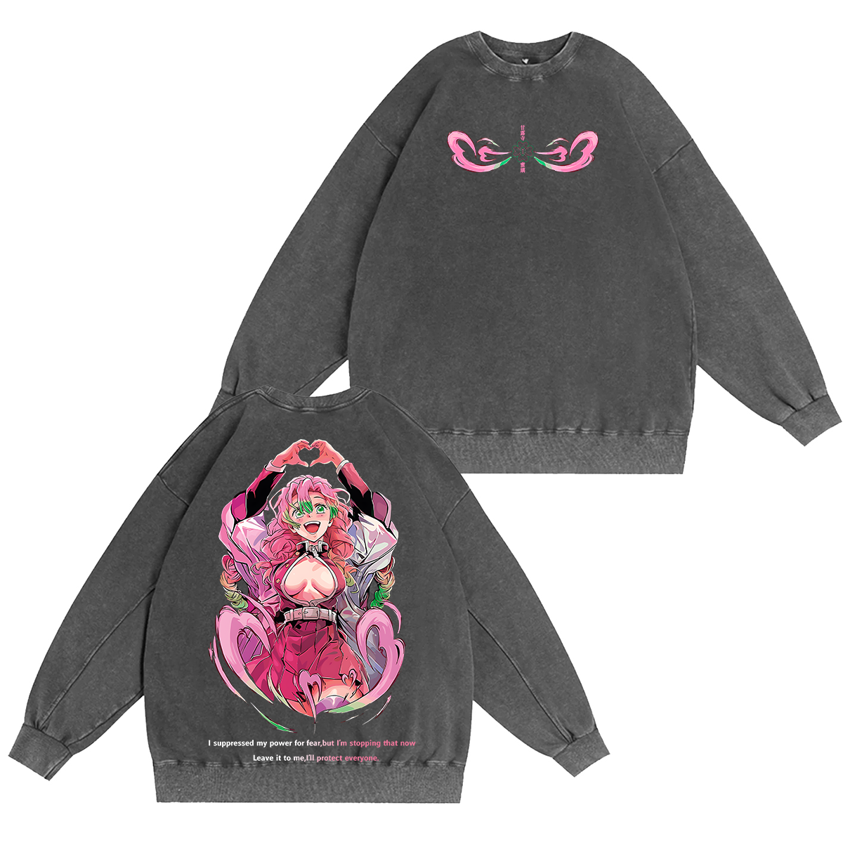 Demon Slayer Anime Vintage Unisex Washed Crewneck Sweatshirt