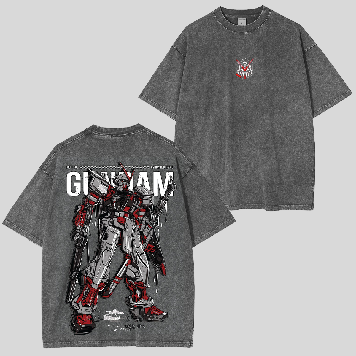Gundam Astray Red Frame MBF P02 Streetwear Active Vintage Washed Unisex T-Shirt