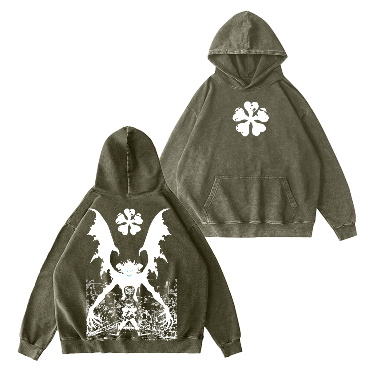 Black Clover Streetwear Inspired Anim Washed T-shirt/Crewneck/Hoodie
