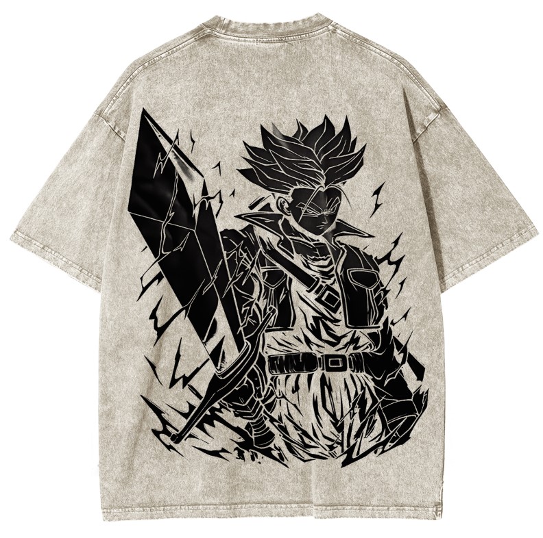 ANIME DRAGONBALL TRUNKS POWER SAIYAN WASHING VINTAGE TEE T-shirt