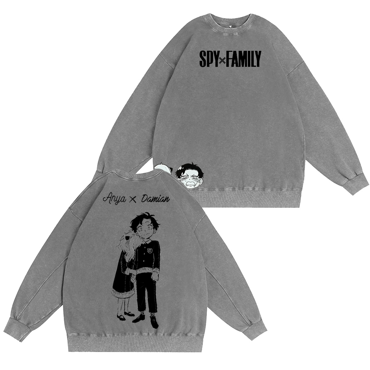 Damian Desmond x Anya Forger Spy �� Family Vintage Washed T-shirt/Crewneck/Hoodie
