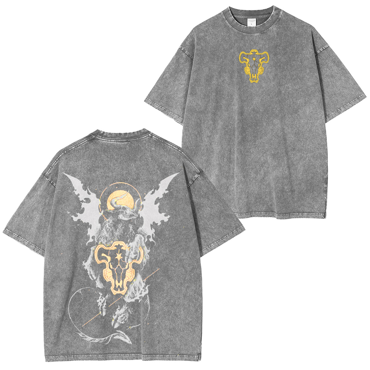 Black Clover Anime Double Printed Vintage Washed Tee