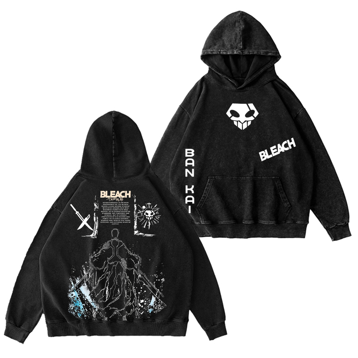 Bleach Anime Washed T-shirt/Hoodie