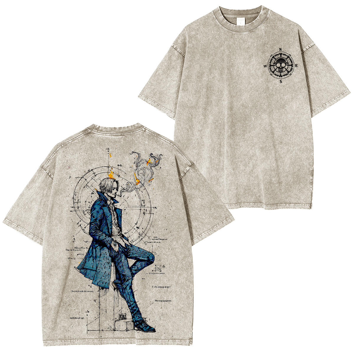 One Piece Sanji The Prince's Kick Vintage washed T-shirt/Crewneck/Hoodie