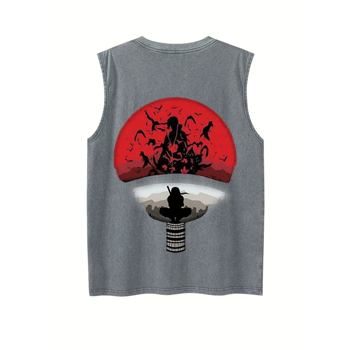 Naruto Anime Double Printed Washed Tank Top