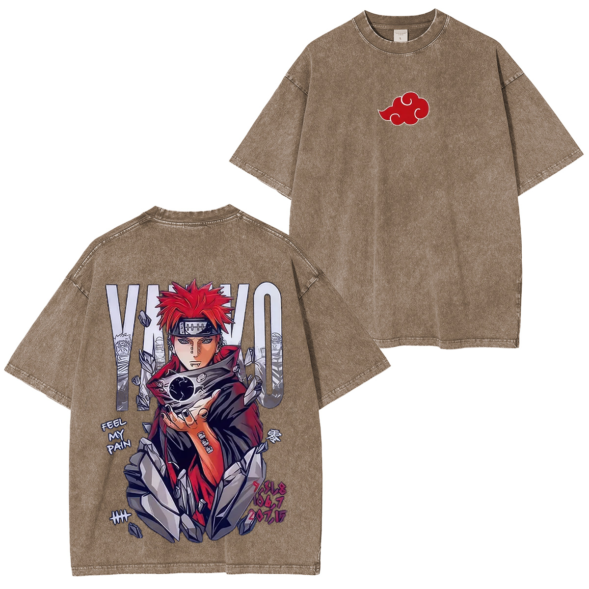 Naruto Feel My Pain Printed Unisex Washed T-