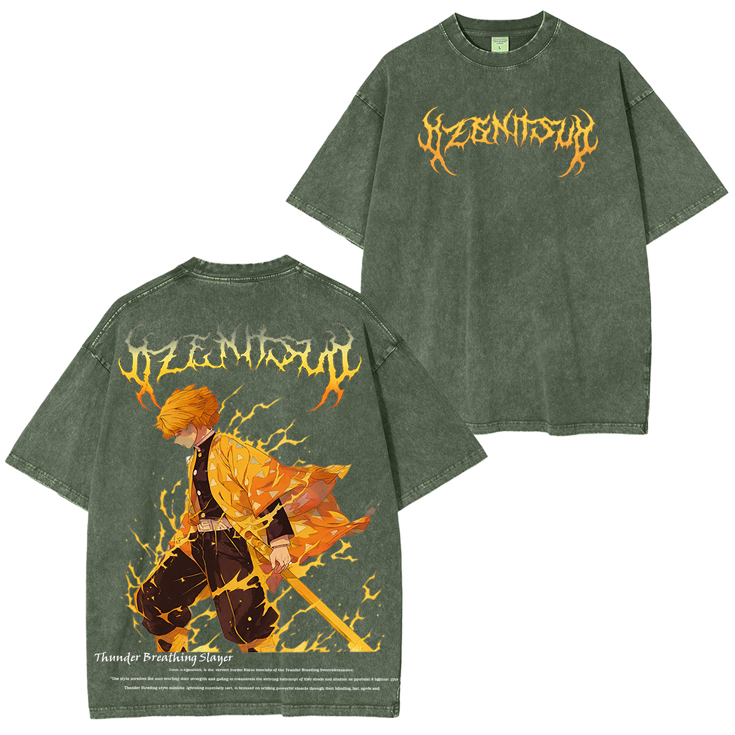 Anime Kyojuro Rengoku Demon Slayer Graphic Vintage T-Shirt
