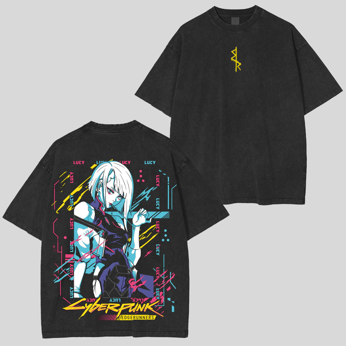 Retro Limited Edgerunners Neoncore Lucy Unisex Acid Washed Lightweight T-Shirt