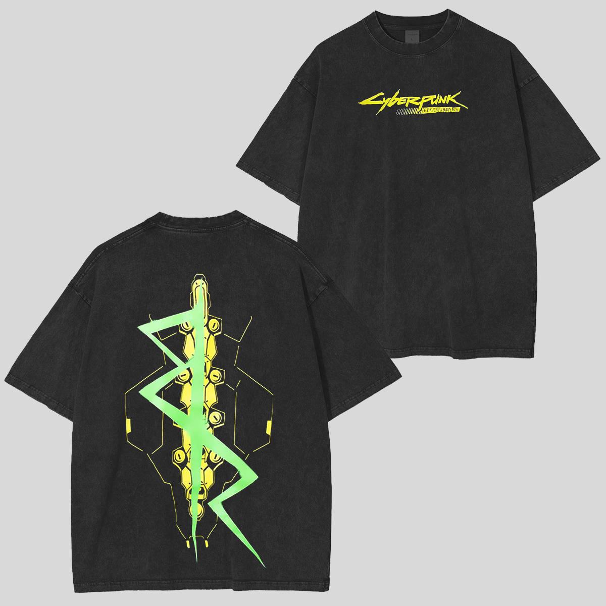 Cyberpunk 2077 Anime Double Printed Vintage Washed Tee