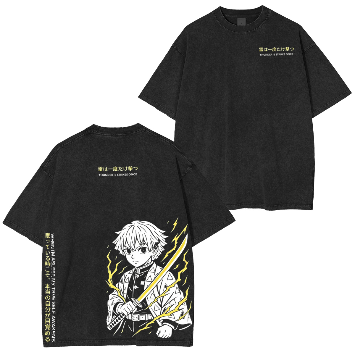 Zenitsu Demon Slayer  Vintage washed T-shirt/Crewneck/Hoodie