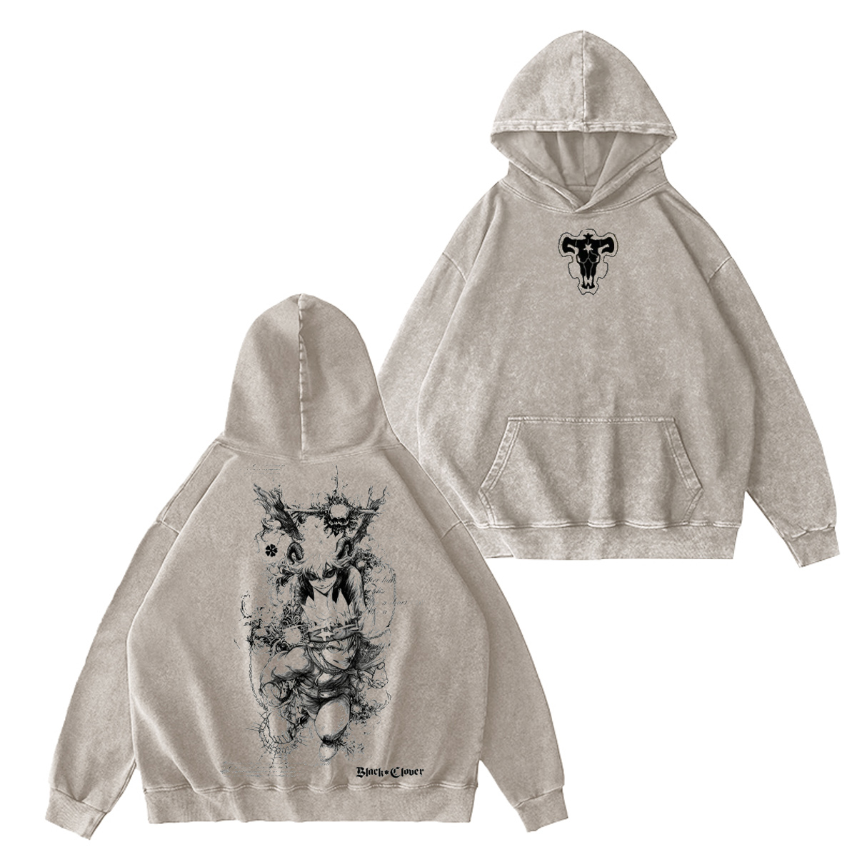 Asta x Black Bulls Black Clover Anime Washed T-shirt/Crewneck/Hoodie