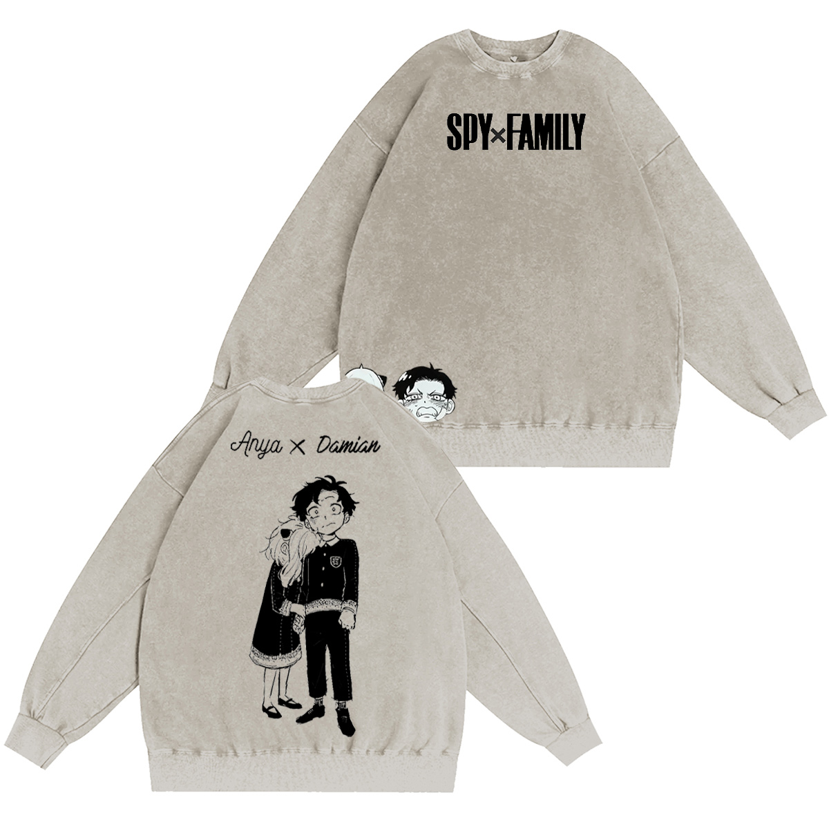 Damian Desmond x Anya Forger Spy �� Family Vintage Washed T-shirt/Crewneck/Hoodie
