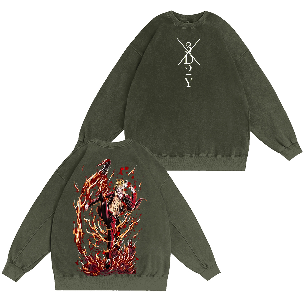 One Piece： Sanji Vintage washed T-shirt/Crewneck/Hoodie