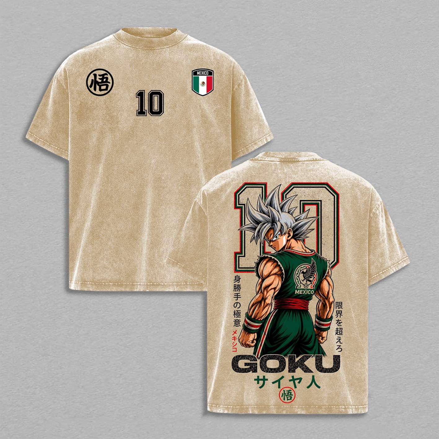 Dragon Ball and Mexico Goku Vintage Unisex  Washed T-Shirt