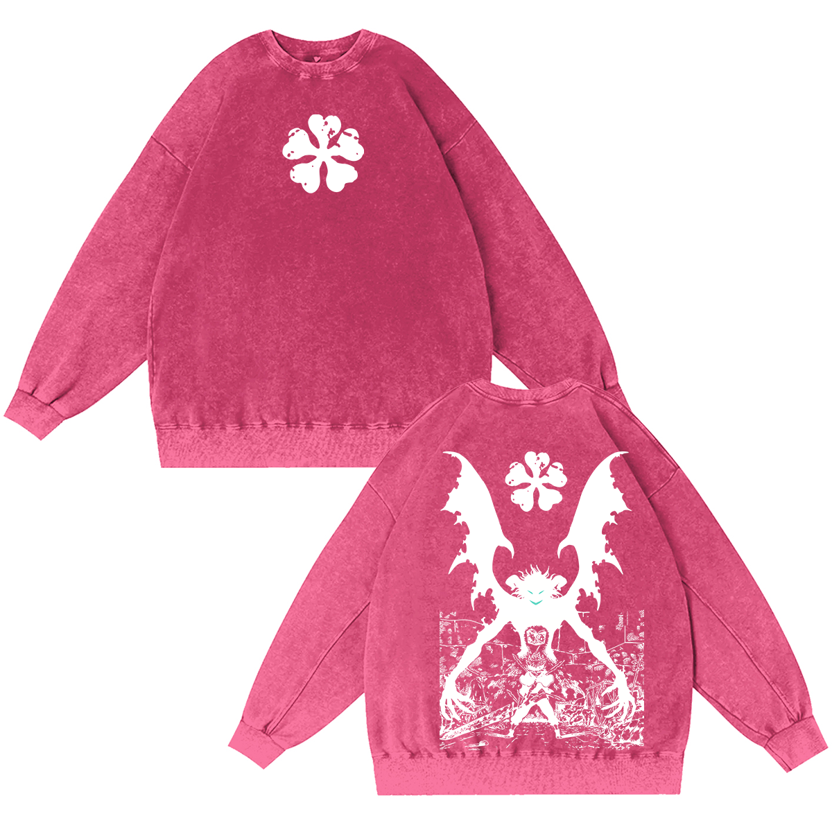 Black Clover Streetwear Inspired Anim Washed T-shirt/Crewneck/Hoodie