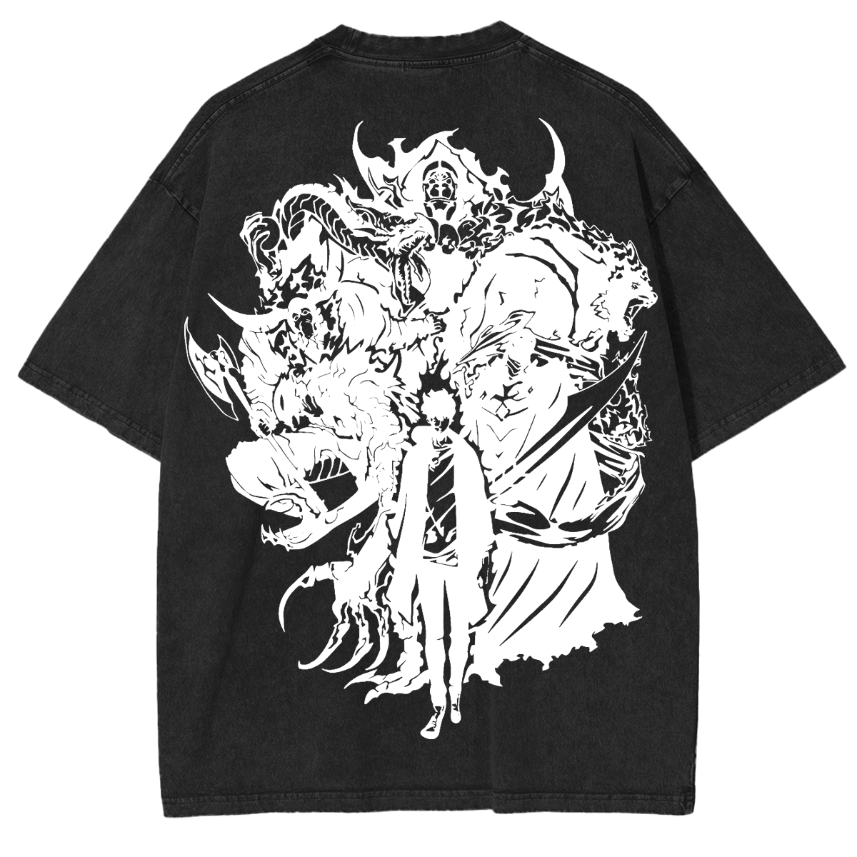 Retro Limited Sung Jin Woo Solo Leveling anime Washed Cotton T-shirt
