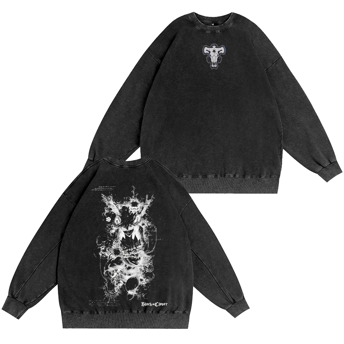 Asta x Black Bulls Black Clover Anime Washed T-shirt/Crewneck/Hoodie