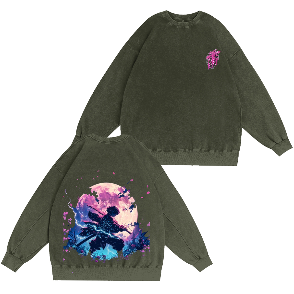 Demon Slayer vintage Zenitsu Washed T-shirt/Crewneck/Hoodie