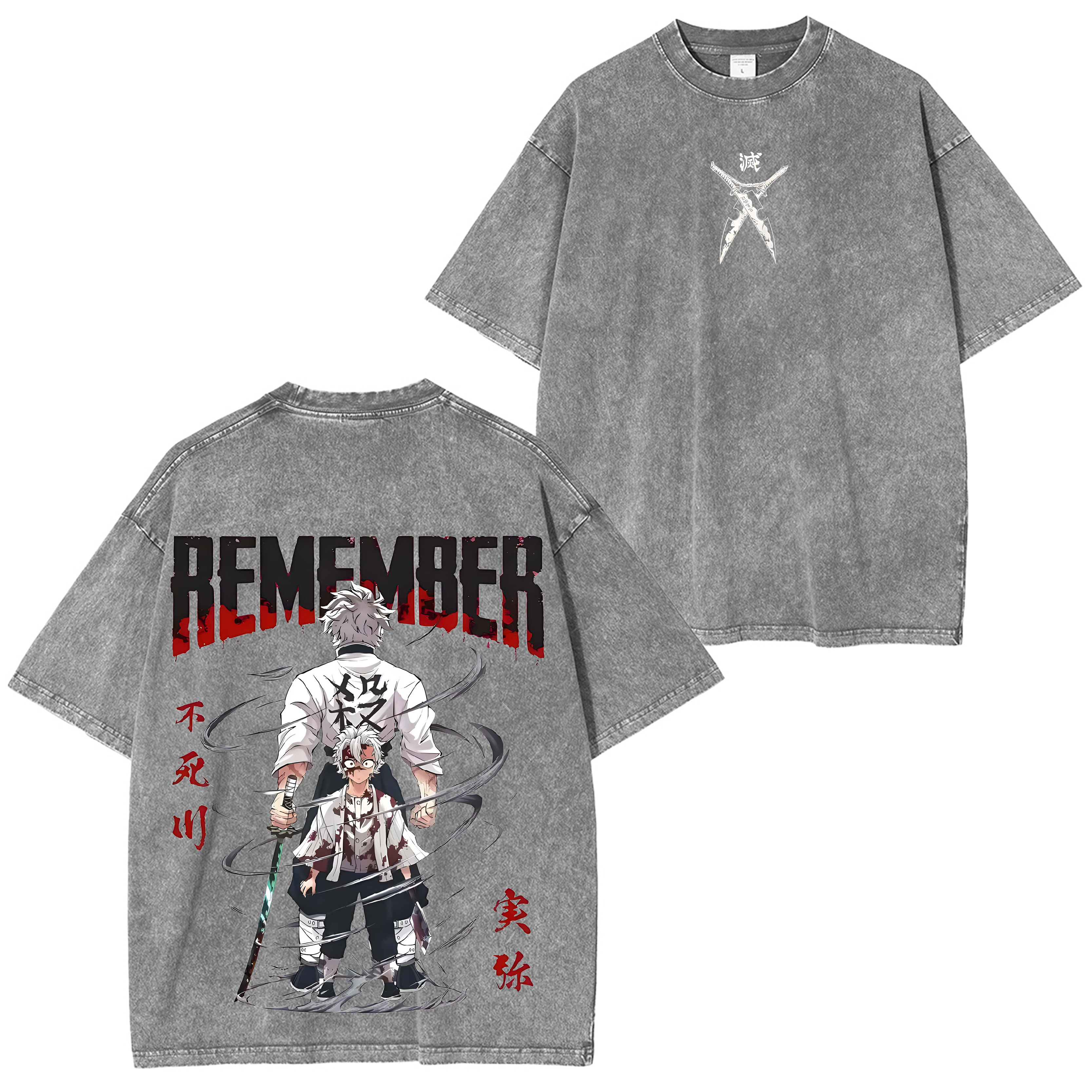 Limited Shinazugawa Sanemi 8.8 Anime Manga Washed Shirts