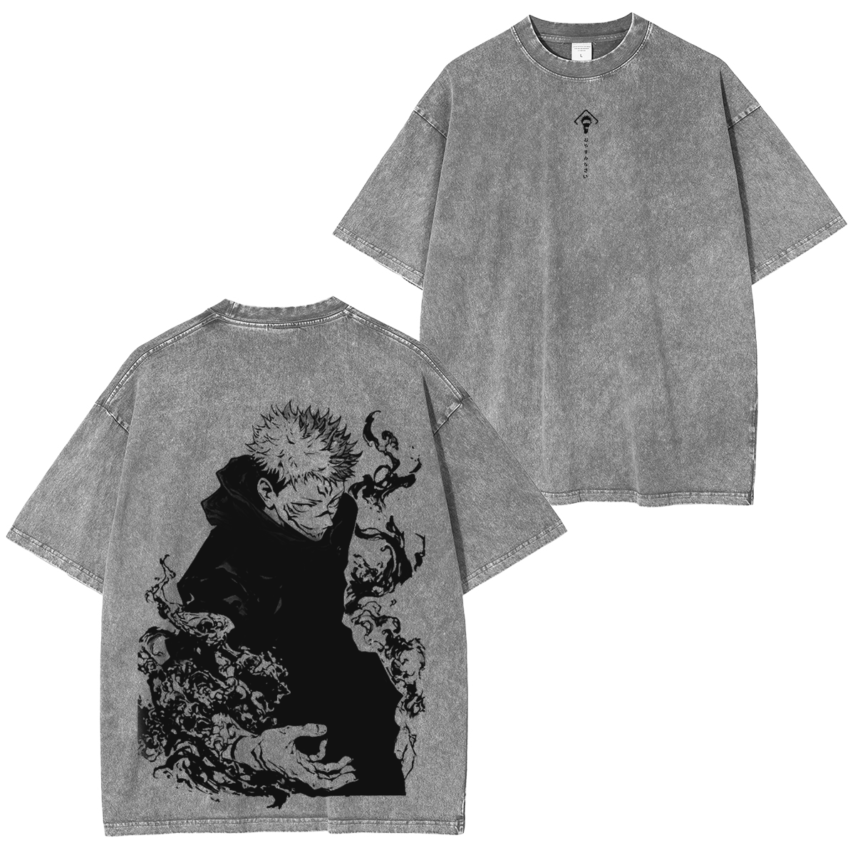 Jujutsu Kaisen Anime Acid Washed Oversize T-Shirt Yuji Itadori Anime Tee Gift For Him