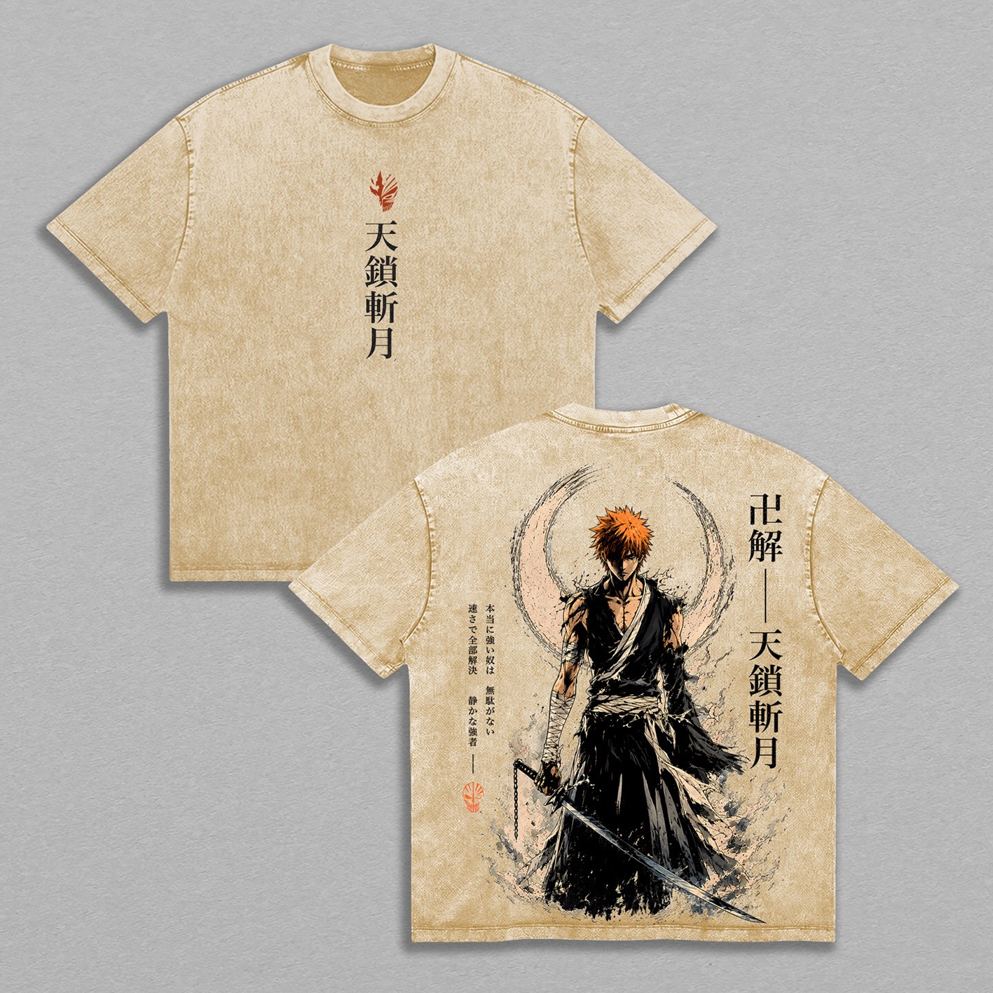 Ichigo Kurosaki Bleach Unisex Washed T-Shirt-Back