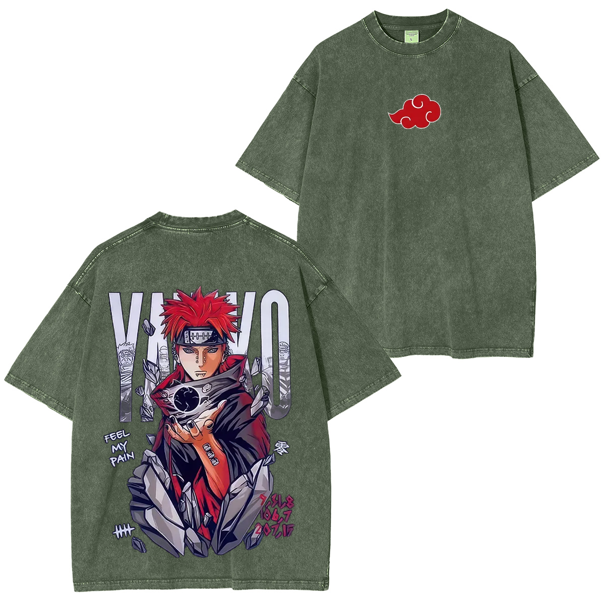 Naruto Feel My Pain Printed Unisex Washed T-