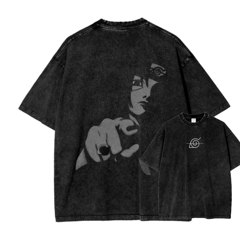 [Copy]Naruto Anime Print Oversized Washed T-shirt