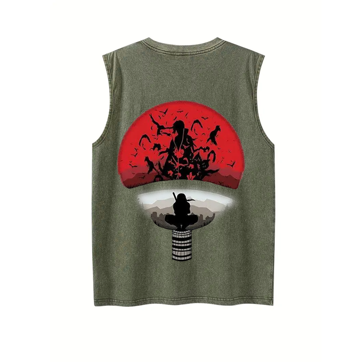 Naruto Anime Double Printed Washed Tank Top
