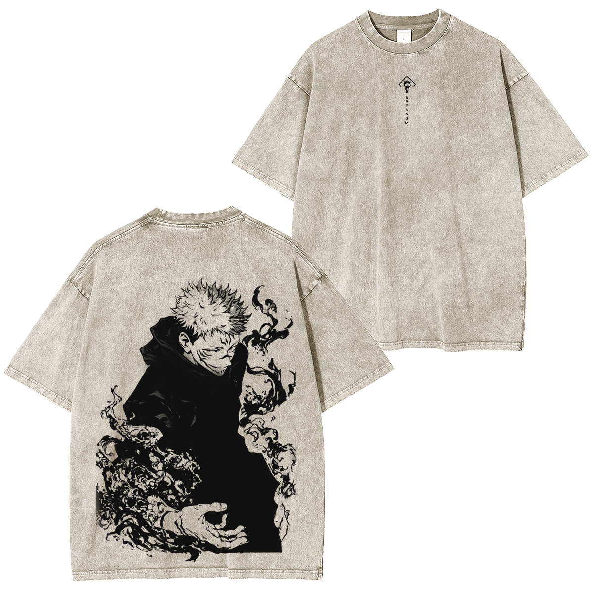 Jujutsu Kaisen Anime Acid Washed Oversize T-Shirt Yuji Itadori Anime Tee Gift For Him