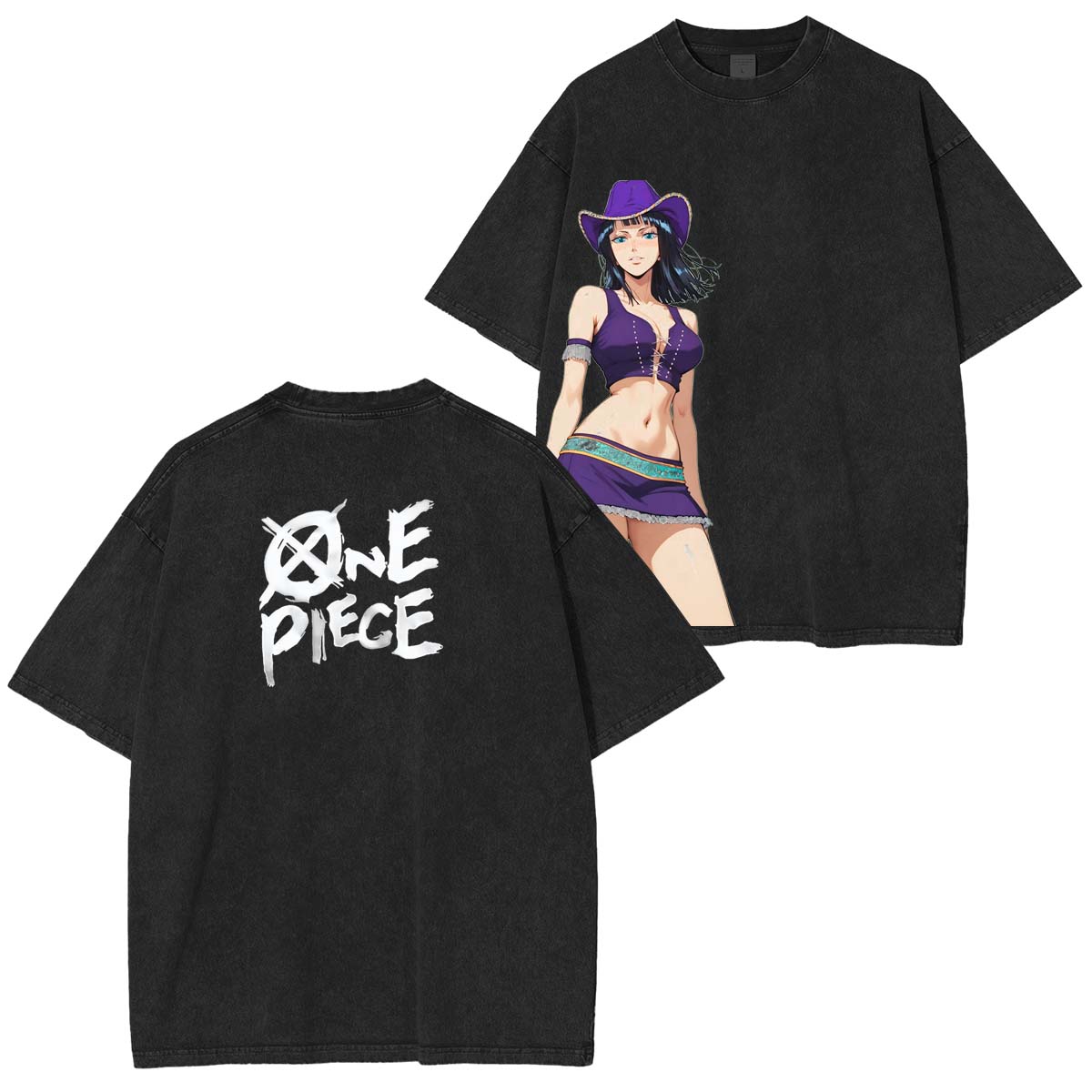 Nico Robin x One Piece Anime Double Printed Vintage Washed Tee