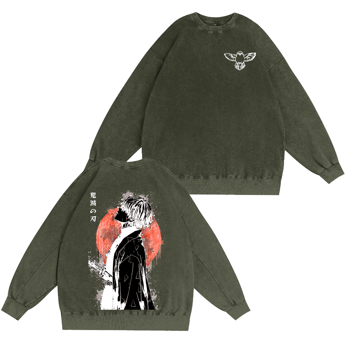 Zenitsu  Demon Slayer Anime Unisex Washed Crewneck Sweatshirt