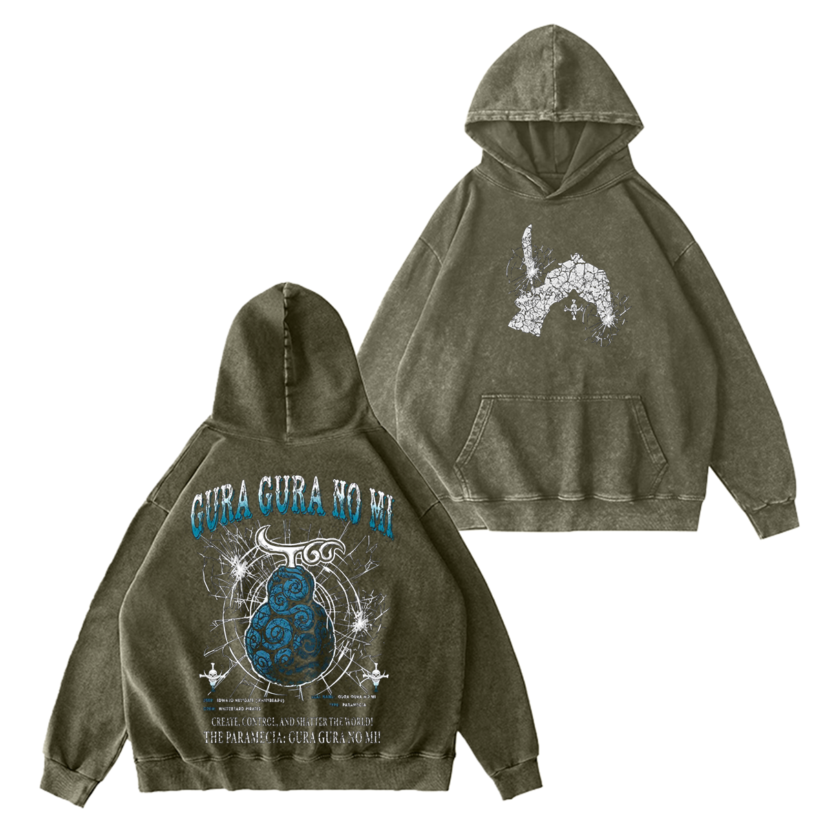 Gura Gura no Mi-One Piece Vintage Washed T-shirt/Crewneck/Hoodie
