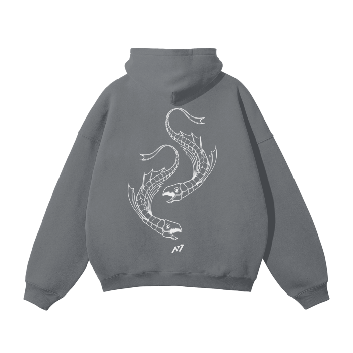 Dark Charisma Fish Streetwear Hoodie Gray