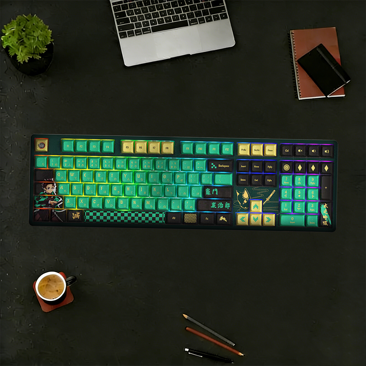 Demon Slayer Tanjirou 5108B Plus Multi-Modes RGB Hot-Swappable Mechanical Keyboard (Akko V3 Cream Yellow Pro)