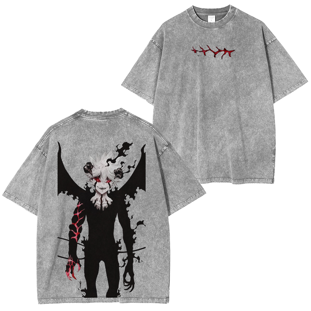Black Clover ASTA Anime Double Printed Vintage Washed Tee Unisex T-shirt