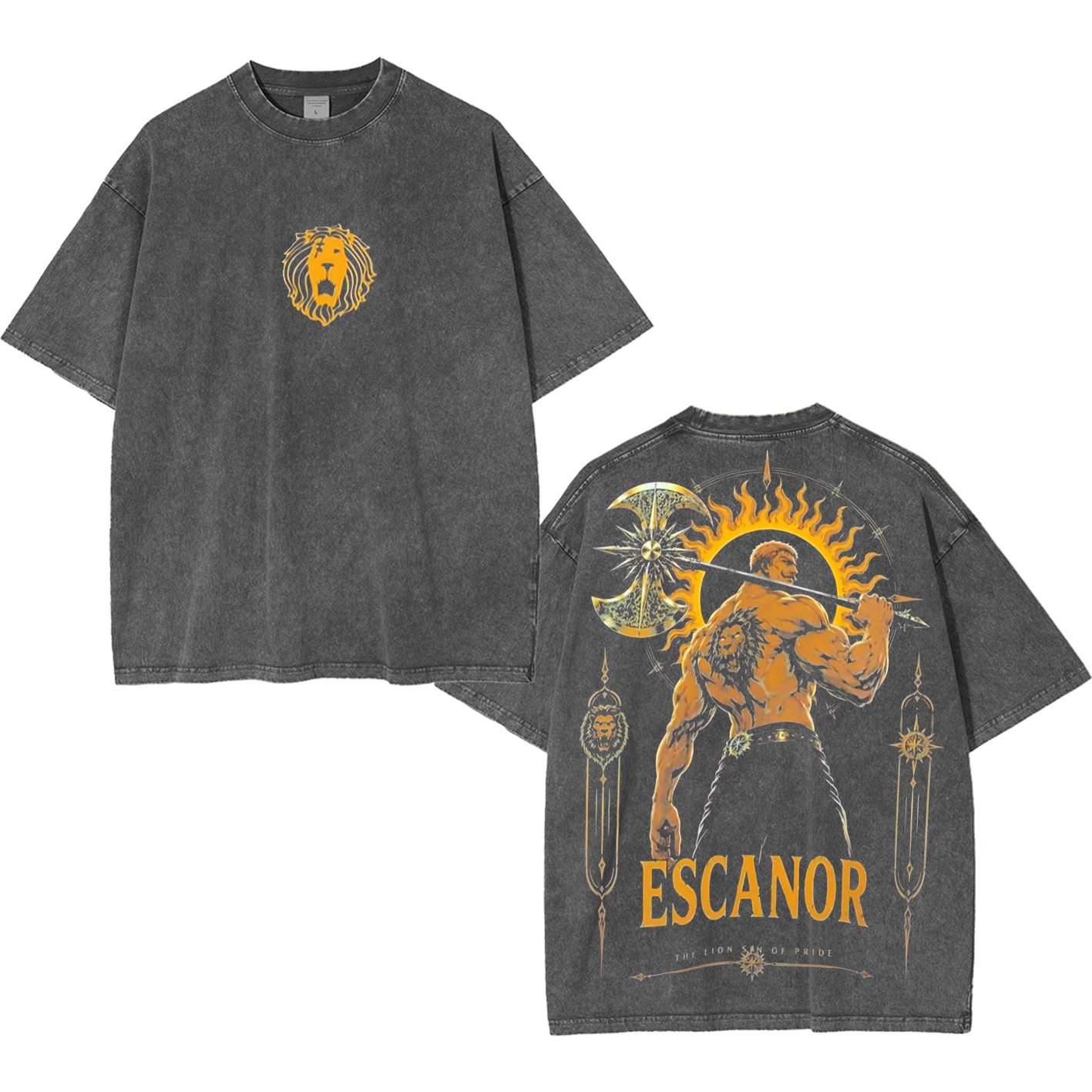 Escanor Unisex Washed T-Shirt-Back