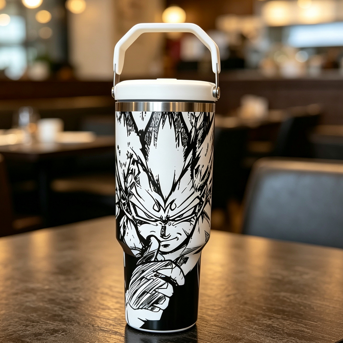  Dragon Ball Z - 40 Oz White/Black Themed engraved Stanley Tumbler Cup