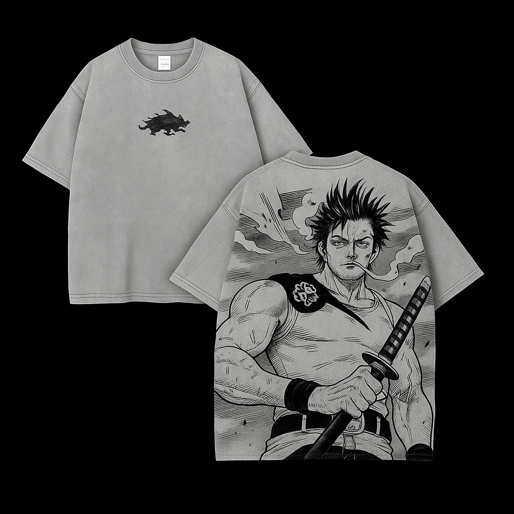 Yami Sukehiro Black Clover Anime Double Printed Vintage Washed Tee Unisex T-shirt