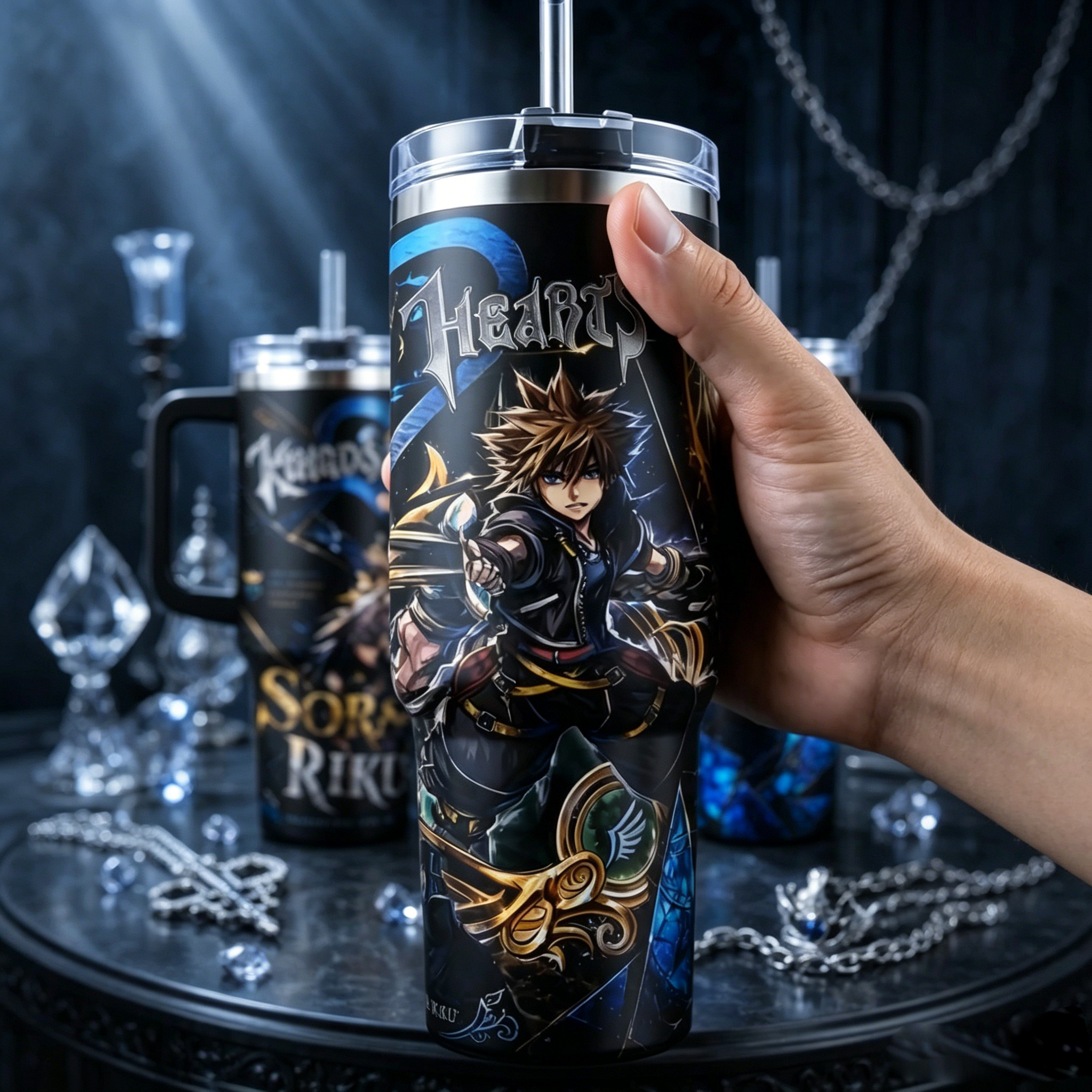 Kingdom Hearts Grail: Custom Stained-Glass Tumbler 